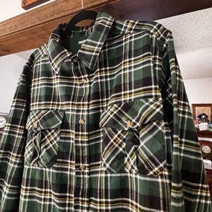 KingSize Plaid Flannel Shirt - Green and Yellow